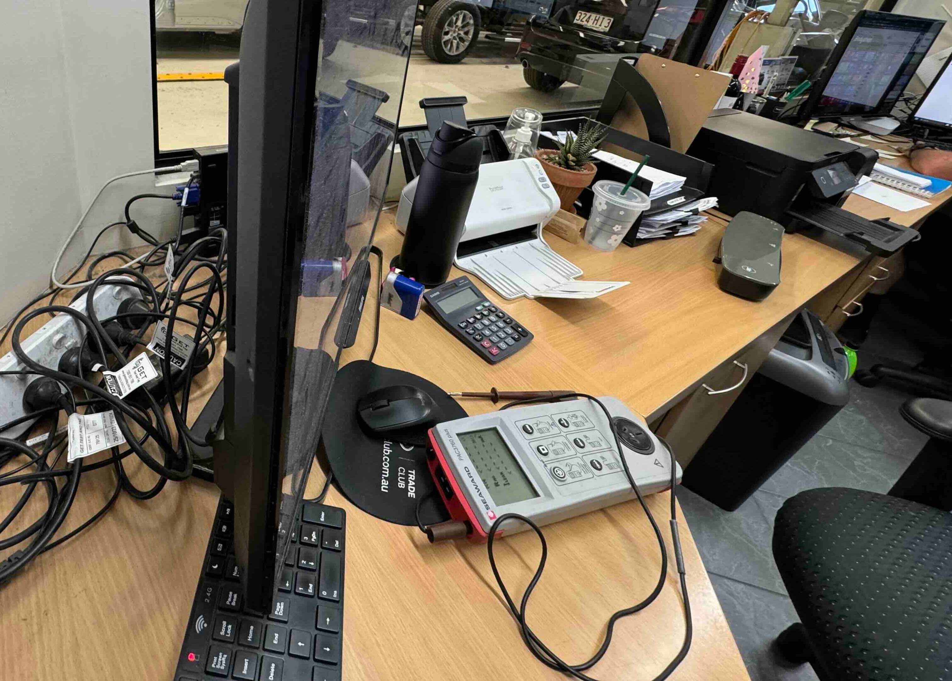 car dealership office where we conducted test and tags